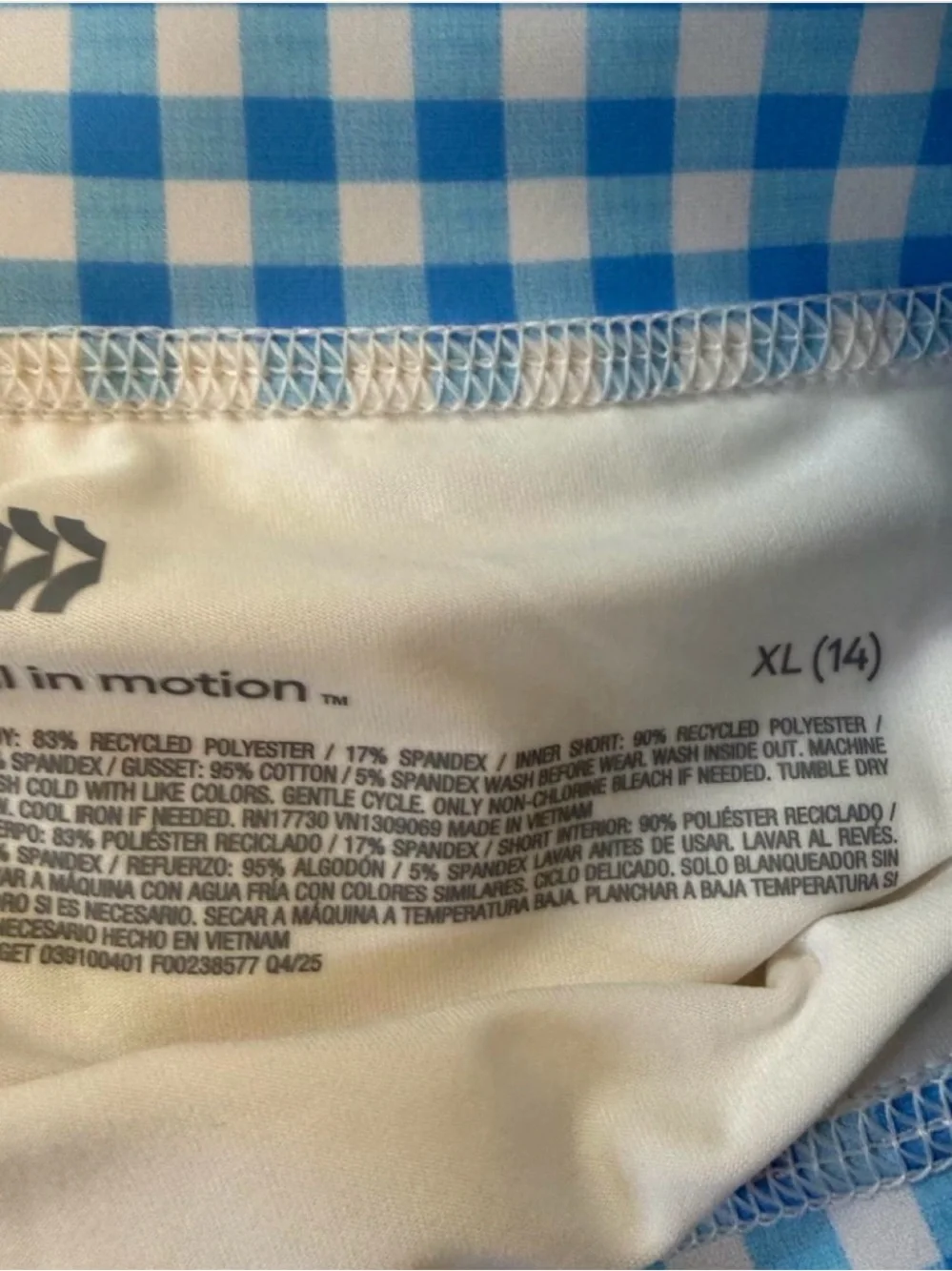 all in motion Blue Gingham Flared Skort
